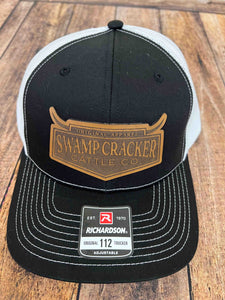 Swamp Cracker Cattle Co Full Logo Leather Patch Snapback Hat