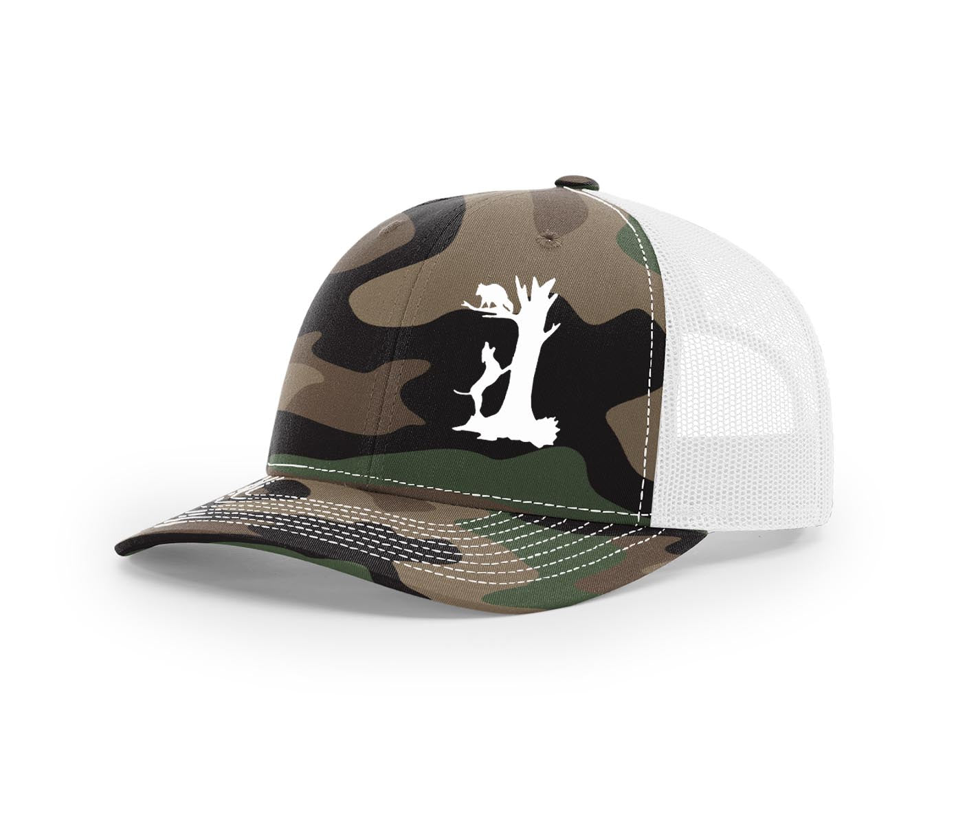 Treed Coon Southern Houndsman Snapback Hat, Camo/White