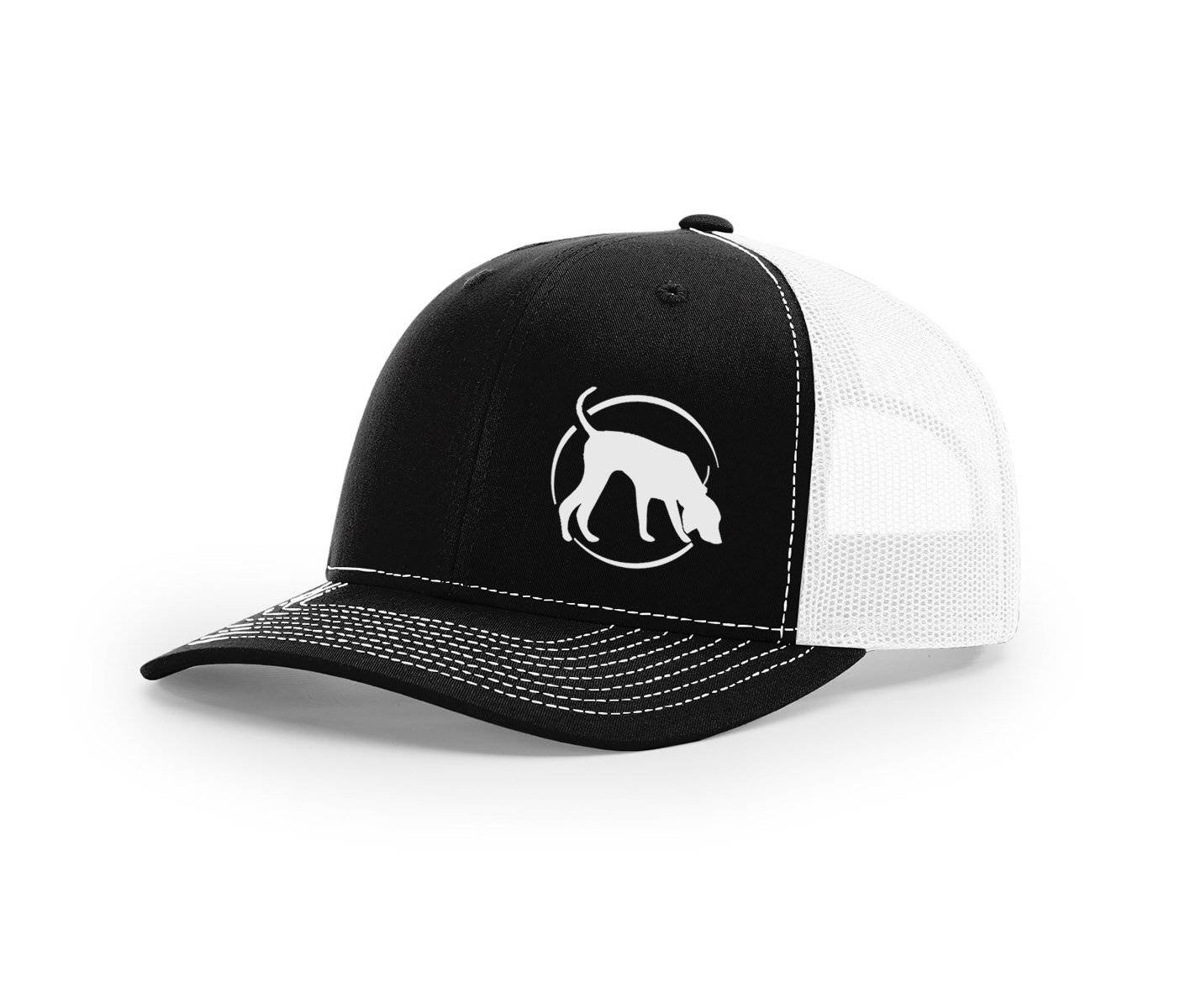 Trailing Dog Southern Houndsman Snapback Hat, Black/White