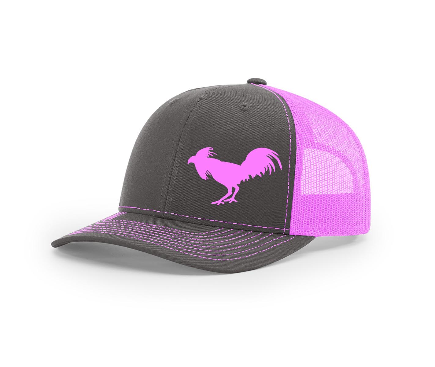 Fighting Fowl Swamp Cracker Snapback Hat, Charcoal/Neon Pink