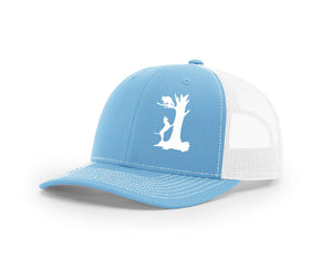 Treed Coon Southern Houndsman Snapback Hat, Carolina Blue/White