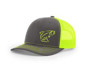 Rainbow Trout Outline Swamp Cracker Trucker Snapback Hat