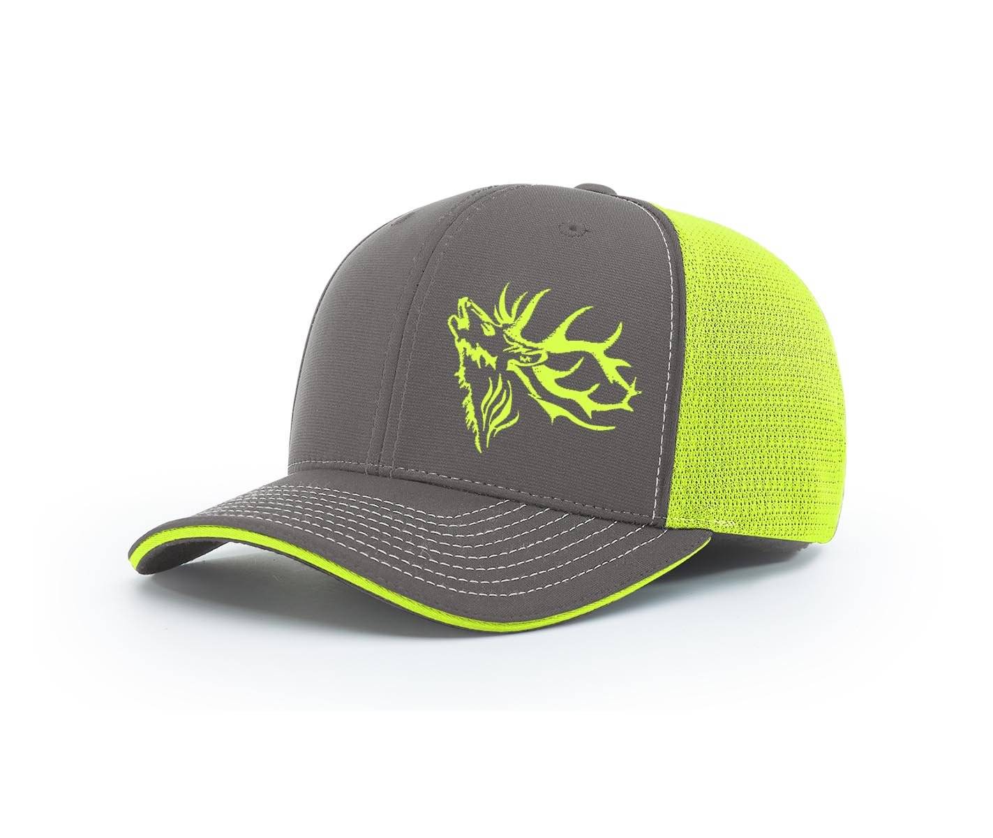 Vntg. Elk Lodge? Fly Fishing Hat with Flies and Button Trucker Hat/  Baseball Cap 