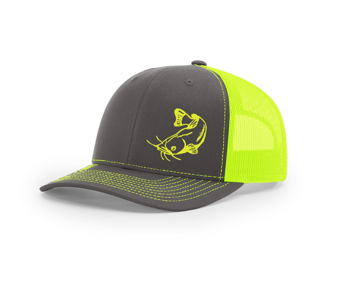 Swamp Cracker Catfish Snapback Hat, Charcoal/Neon Orange