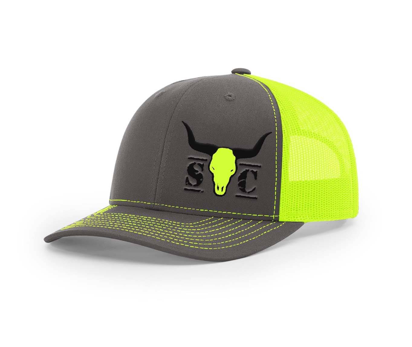 Cattle Company - Swamp Cracker Snapback Outdoorsman Hat, Charcoal/Neon Yellow