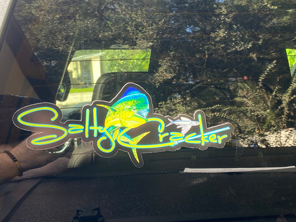 Salty Cracker Mahi Chasing Flying Fish Sticker