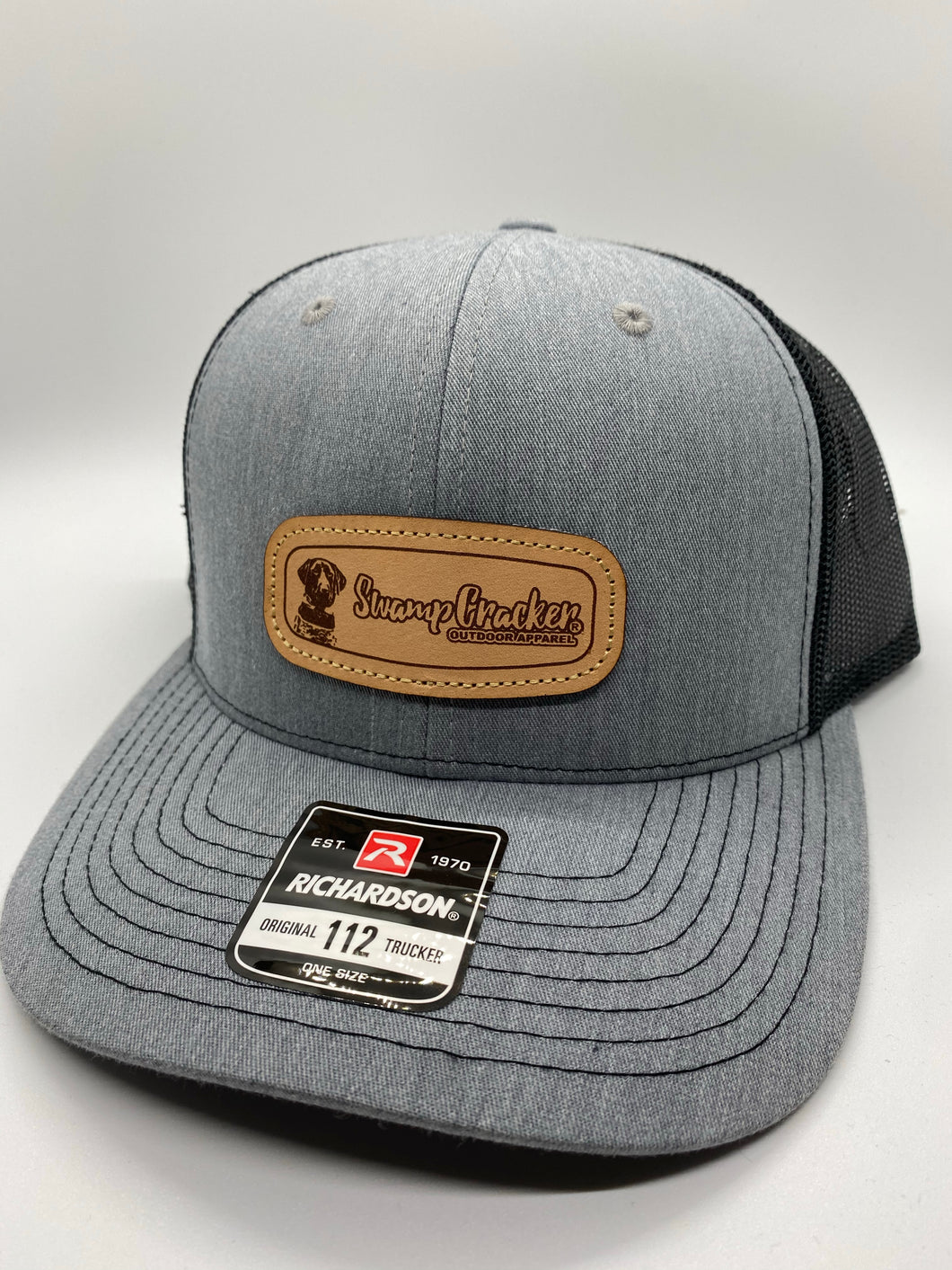 Swamp Cracker Duck hunting lab leather patch SnapBack hat